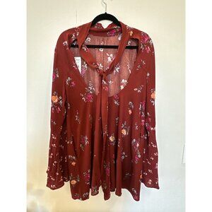 Free People NWT Rust Floral Longsleeve Shirt